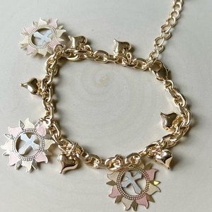 14k gold filled heart charm bracelet